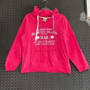 J. America Y2K Hot Pink Blarney Island Pullover‎ Hoodie Sweater Women Size M